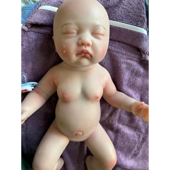 🆕18Inch Realistic Full Body Silicone Closed Eyes and Mouth Newborn Baby Girl - Picture 4 of 10